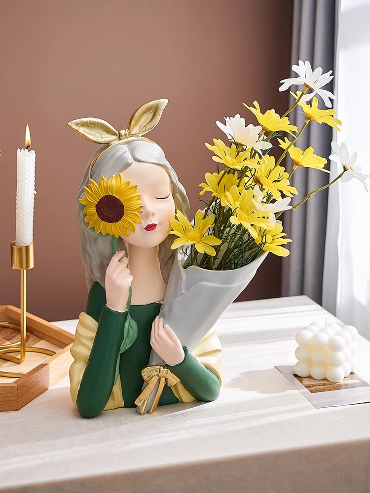 Bình hoa trang trí cô gái với hoa hướng dương LM6919 | Flexdecor VN | 15