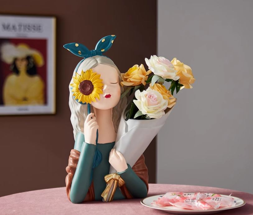 Bình hoa trang trí cô gái với hoa hướng dương LM6919 | Flexdecor VN | 7