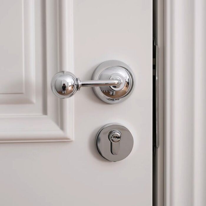 Khóa cửa tay gạt đồng màu bạc kiểu dáng tối giản JJ7487 | Flexdecor VN | 1