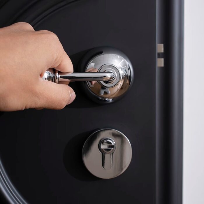Khóa cửa tay gạt đồng màu bạc kiểu dáng tối giản JJ7487 | Flexdecor VN | 3