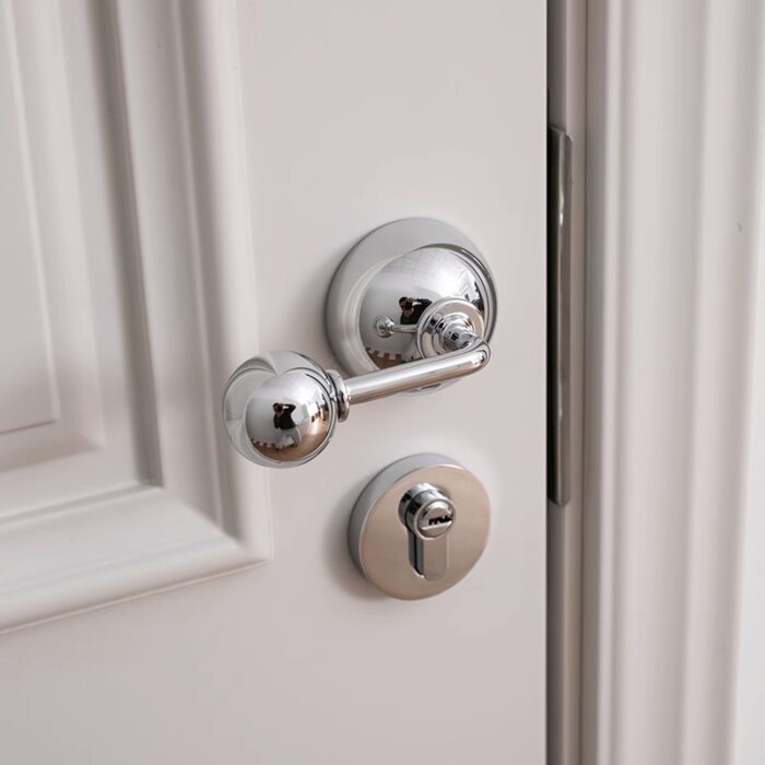 Khóa cửa tay gạt đồng màu bạc kiểu dáng tối giản JJ7487 | Flexdecor VN | 4