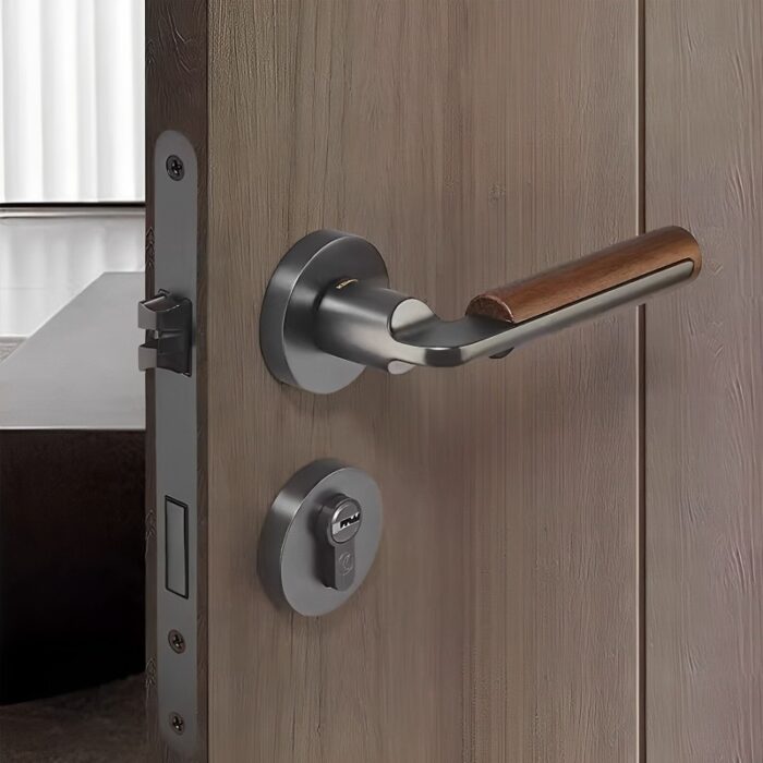 Khóa cửa tay gạt hợp kim tay cầm gỗ kiểu Retro LKF6853 | Flexdecor VN | 1