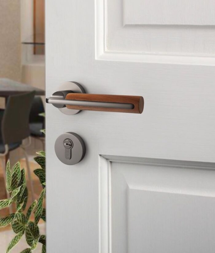Khóa cửa tay gạt hợp kim tay cầm gỗ kiểu Retro LKF6853 | Flexdecor VN | 2