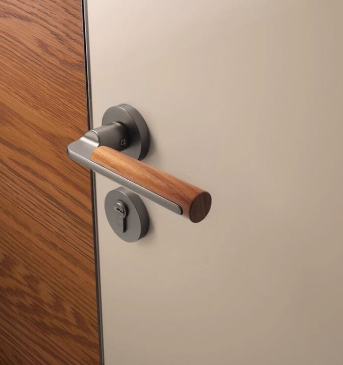 Khóa cửa tay gạt hợp kim tay cầm gỗ kiểu Retro LKF6853 | Flexdecor VN | 4