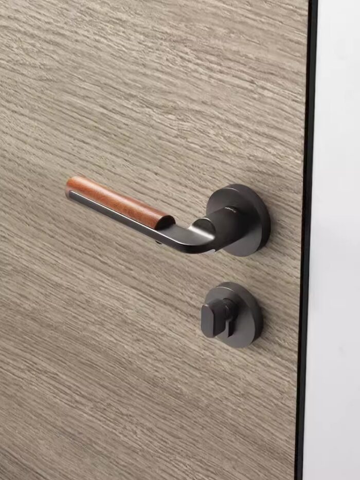 Khóa cửa tay gạt hợp kim tay cầm gỗ kiểu Retro LKF6853 | Flexdecor VN | 3