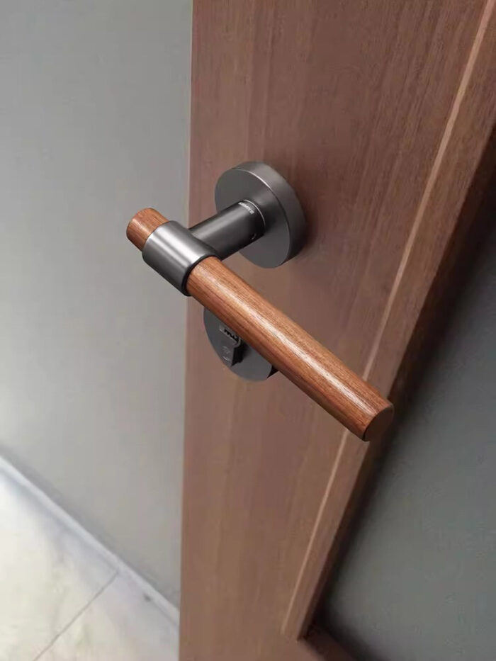 Khóa cửa tay gạt hợp kim tay cầm gỗ óc chó LKF7177 | Flexdecor VN | 3