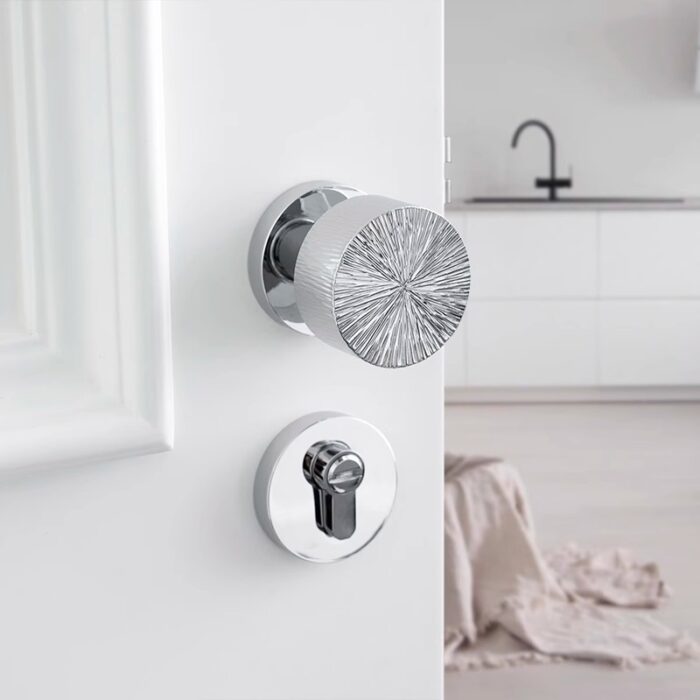 Khóa tay nắm tròn bằng đồng màu bạc sáng JJ7262 | Flexdecor VN | 1