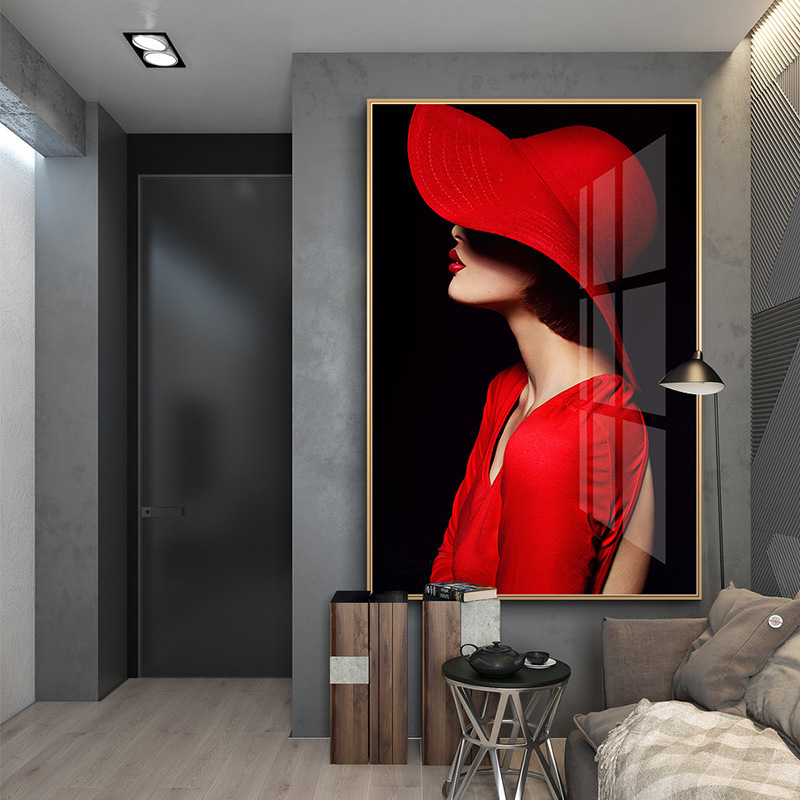 Tranh treo tường nghệ thuật cô gái đội mũ đỏ TS6099 | Flexdecor VN | 1