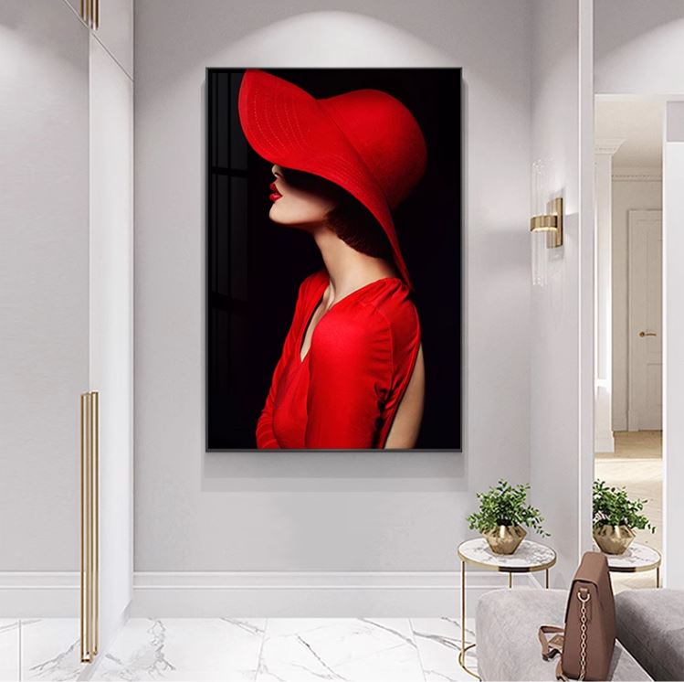 Tranh treo tường nghệ thuật cô gái đội mũ đỏ TS6099 | Flexdecor VN | 5