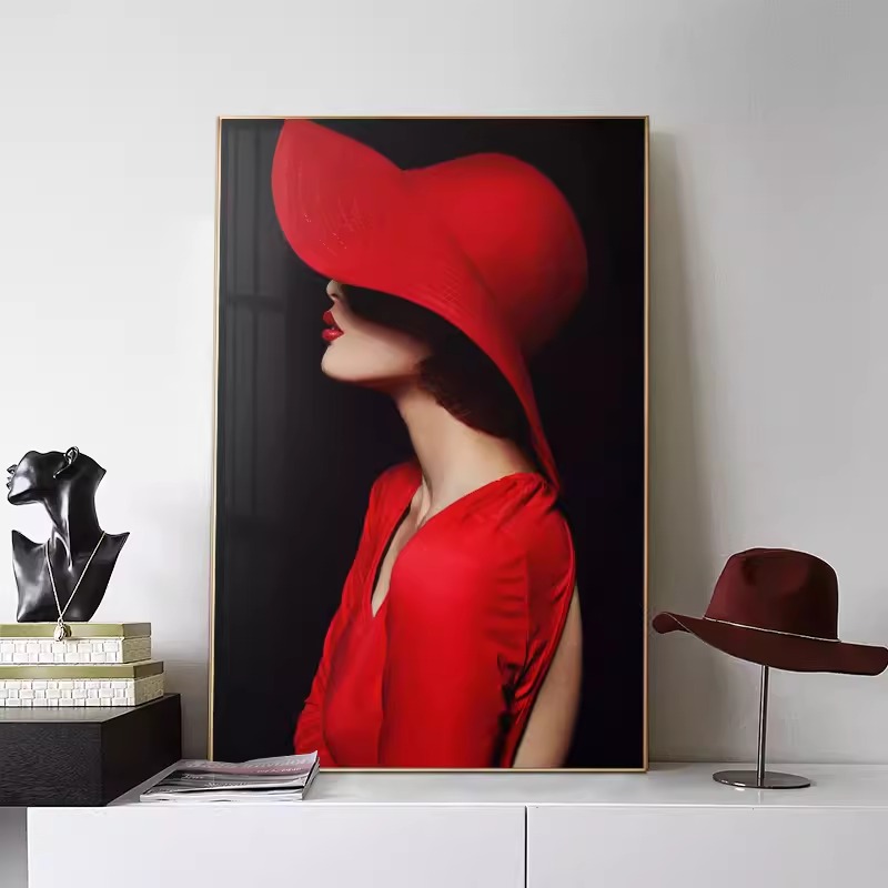 Tranh treo tường nghệ thuật cô gái đội mũ đỏ TS6099 | Flexdecor VN | 11