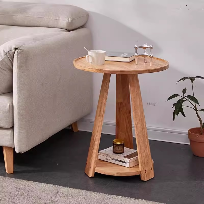 Bàn cà phê gỗ tròn decor cạnh ghế sofa CFS355 | Flexdecor VN | 15