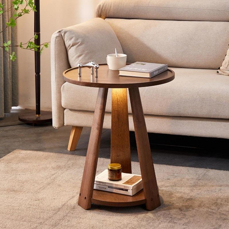 Bàn cà phê gỗ tròn decor cạnh ghế sofa CFS355 | Flexdecor VN | 19