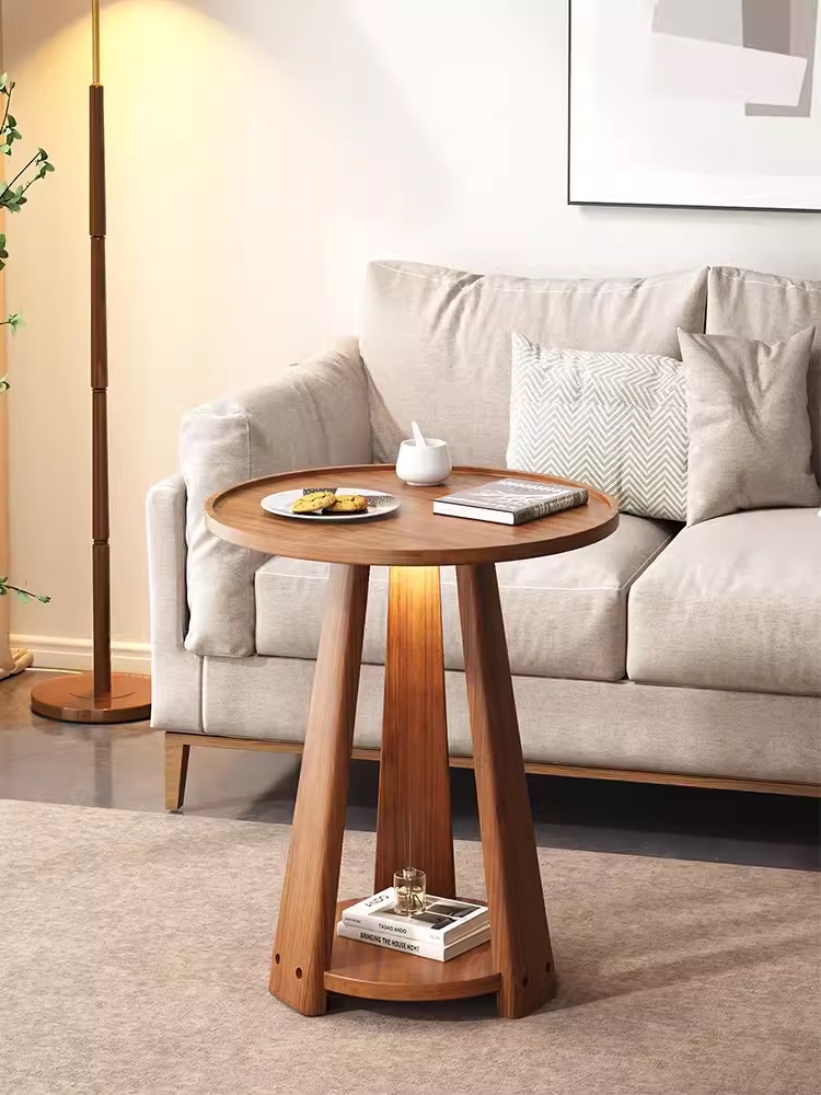 Bàn cà phê gỗ tròn decor cạnh ghế sofa CFS355 | Flexdecor VN | 11