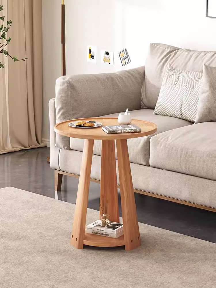 Bàn cà phê gỗ tròn decor cạnh ghế sofa CFS355 | Flexdecor VN | 13
