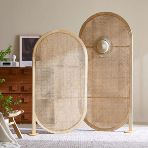 Bình phong khung gỗ phối mây đan thủ công FH270