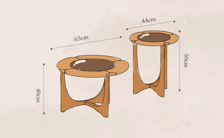 Bàn cà phê gỗ mặt bàn cỏ bốn lá độc đáo FH0826