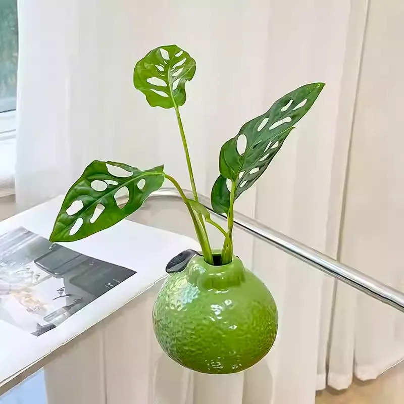 Bình hoa gốm quả cam màu xanh trang trí không gian XM1372 | Flexdecor VN | 5