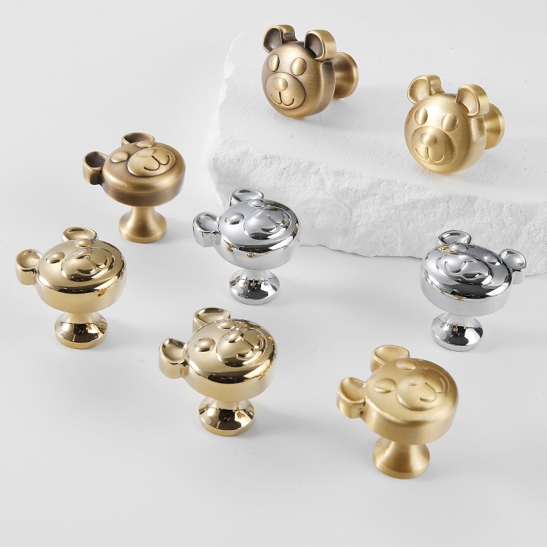 Núm tay nắm tủ đồng hình đầu gấu đáng yêu NS5569 | Flexdecor VN | 125