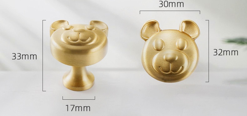 Núm tay nắm tủ đồng hình đầu gấu đáng yêu NS5569 | Flexdecor VN | 127