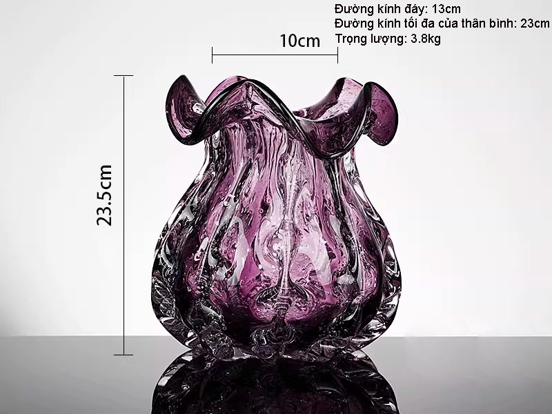Bình thủy tinh cánh hoa Ruffled Violet HL008 | Flexdecor VN | 33 Bình thủy tinh cánh hoa Ruffled Violet HL008 | Flexdecor VN | 32