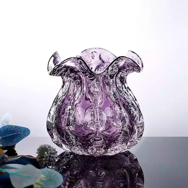 Bình thủy tinh cánh hoa Ruffled Violet HL008 (2) Bình thủy tinh cánh hoa Ruffled Violet HL008 | Flexdecor VN | 1