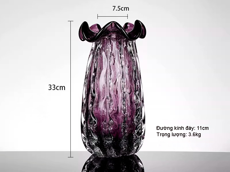 Bình thủy tinh cánh hoa Ruffled Violet HL008 | Flexdecor VN | 35 Bình thủy tinh cánh hoa Ruffled Violet HL008 | Flexdecor VN | 34