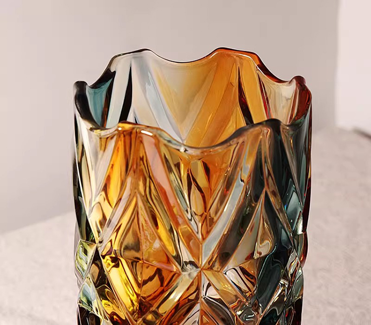 Bình thủy tinh vân đa giác ánh sắt hoàng hôn HL638 | Flexdecor VN | 14
