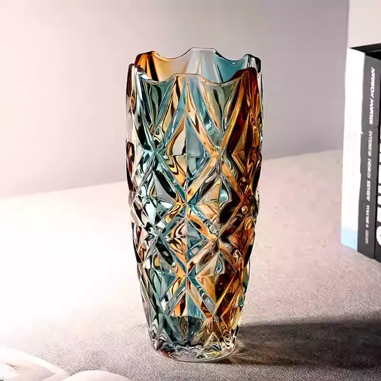 Bình thủy tinh vân đa giác ánh sắt hoàng hôn HL638 | Flexdecor VN | 12