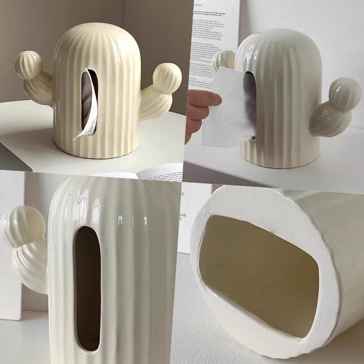 Hộp đựng khăn giấy gốm sứ hình xương rồng XM125 | Flexdecor VN | 89