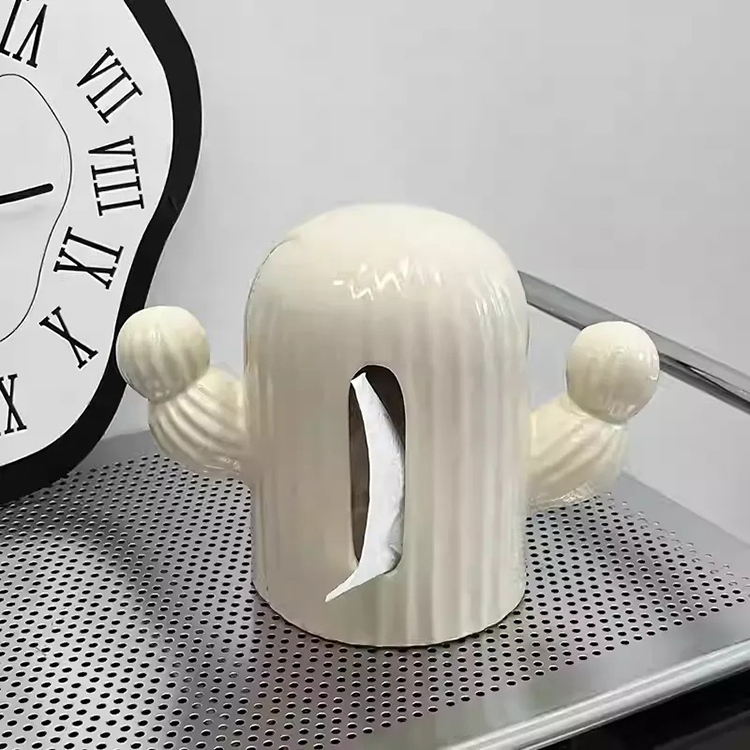 Hộp đựng khăn giấy gốm sứ hình xương rồng XM125 | Flexdecor VN | 85