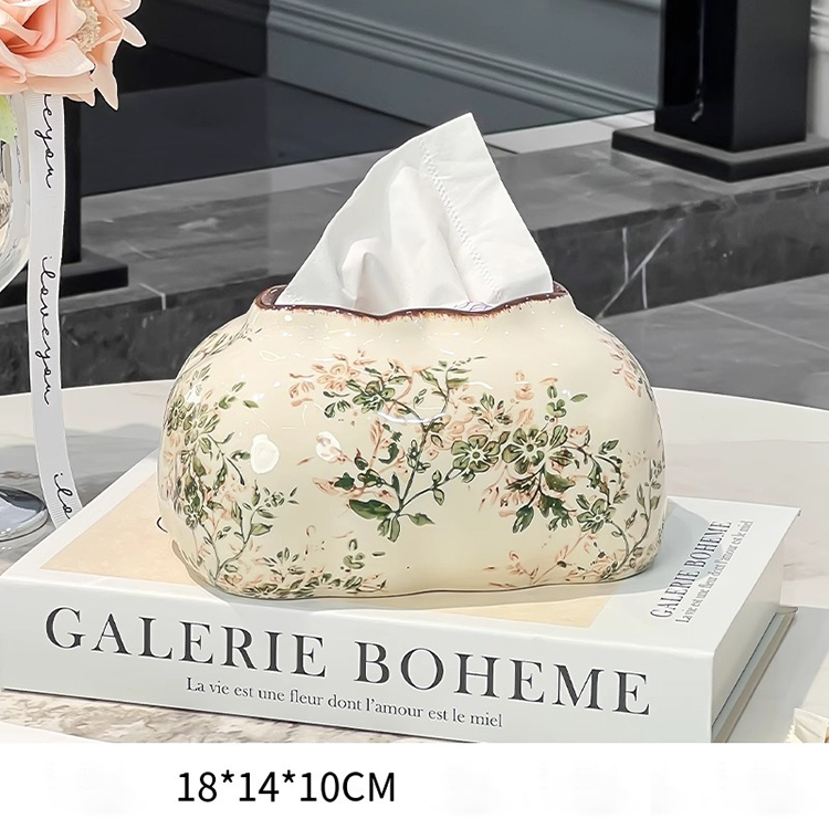 Hộp đựng khăn giấy gốm sứ hoa xuân thanh nhã RE829 | Flexdecor VN | 159