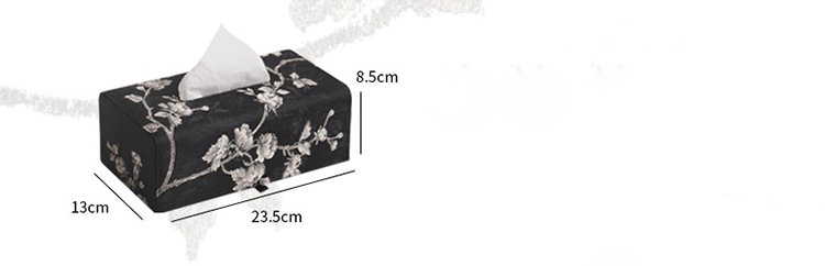 Hộp đựng khăn giấy thêu hoa mận trắng cổ điển SL747 | Flexdecor VN | 131