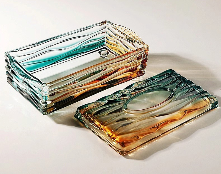 Hộp khăn giấy thủy tinh vân gợn sóng nước HL582 | Flexdecor VN | 9