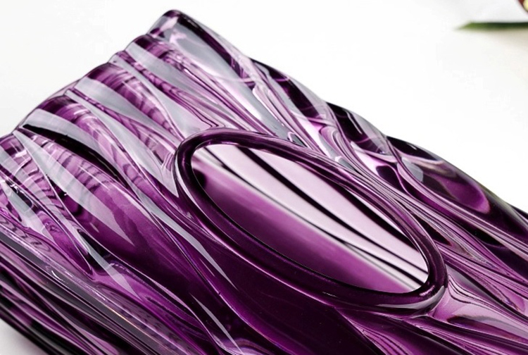 Hộp khăn giấy thủy tinh vân sóng tím Amethyst HL646 | Flexdecor VN | 17