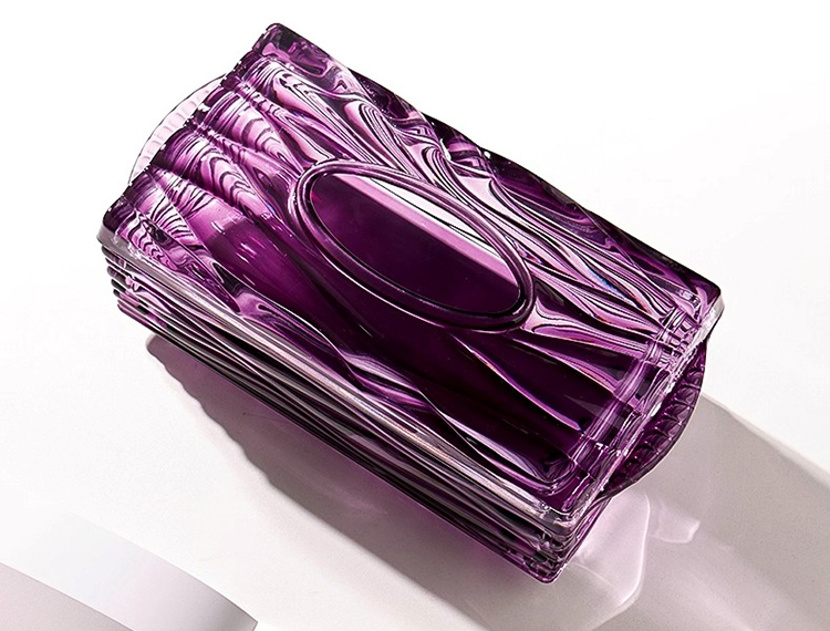 Hộp khăn giấy thủy tinh vân sóng tím Amethyst HL646 | Flexdecor VN | 13