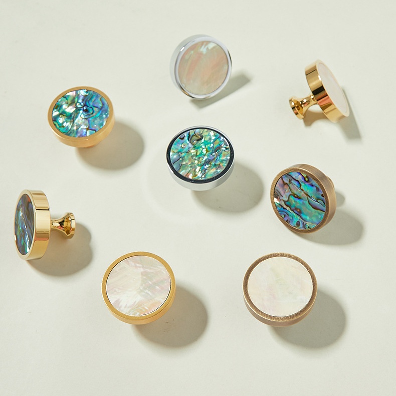 Núm tay nắm tủ tròn đồng thau khảm xà cừ cao cấp KPA884 | Flexdecor VN | 19