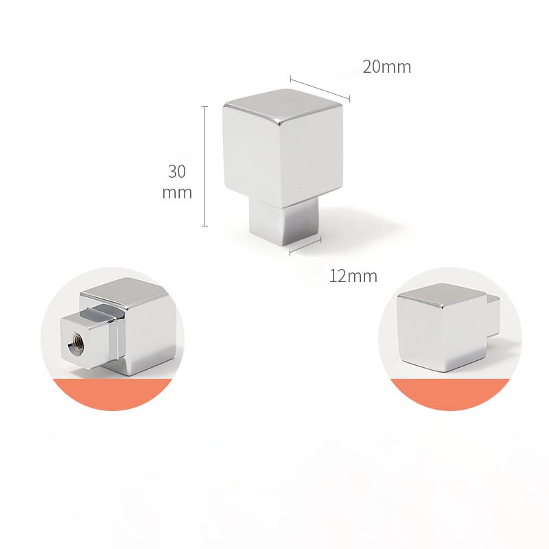 Núm tay nắm tủ đồng hình lập phương màu bạc KPA800 | Flexdecor VN | 91