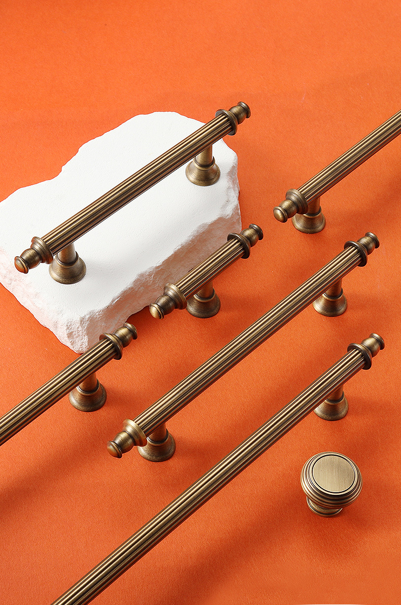 Tay nắm tủ đồng cổ thân sọc Vintage kiểu Pháp NS5496CA | Flexdecor VN | 13