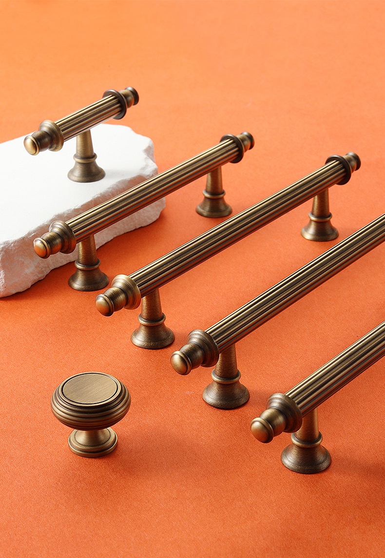 Tay nắm tủ đồng cổ thân sọc Vintage kiểu Pháp NS5496CA | Flexdecor VN | 9