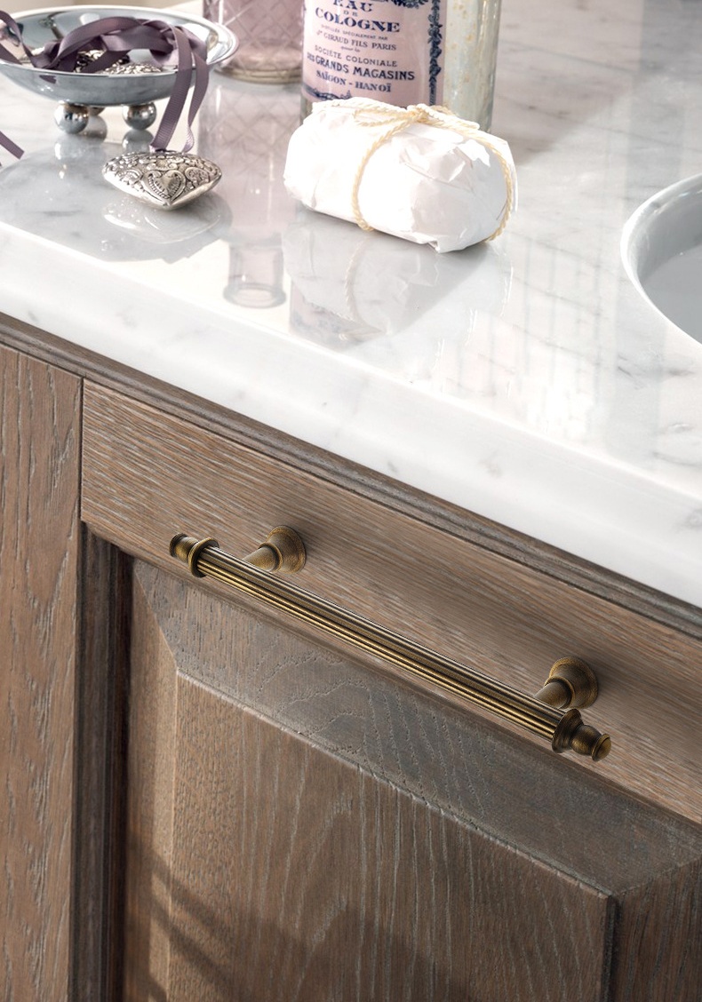 Tay nắm tủ đồng cổ thân sọc Vintage kiểu Pháp NS5496CA | Flexdecor VN | 15