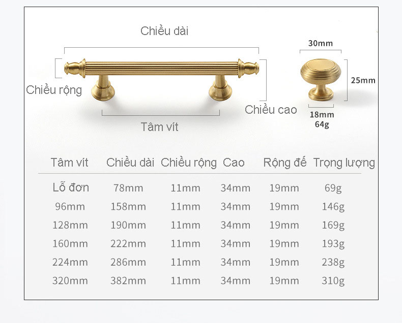 Tay nắm tủ đồng vàng thân sọc kiểu Pháp NS5496Y | Flexdecor VN | 22 Tay nắm tủ đồng vàng thân sọc kiểu Pháp NS5496Y | Flexdecor VN | 21