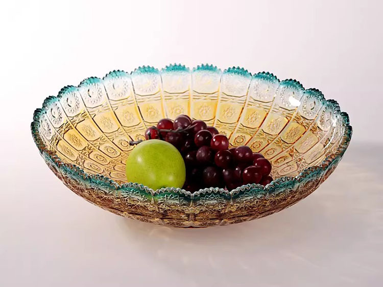 Đĩa đựng trái cây thủy tinh anh vàng lưu ly HL6302 | Flexdecor VN | 9