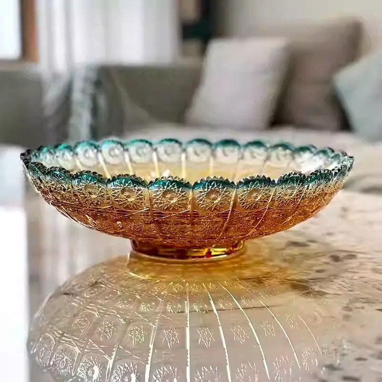 Đĩa đựng trái cây thủy tinh anh vàng lưu ly HL6302 | Flexdecor VN | 11