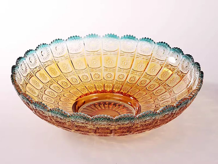 Đĩa đựng trái cây thủy tinh anh vàng lưu ly HL6302 | Flexdecor VN | 13