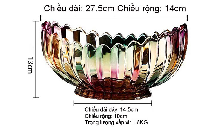 Đĩa trái cây thủy tinh dáng thuyền phối màu nghệ thuật HL5742 | Flexdecor VN | 23