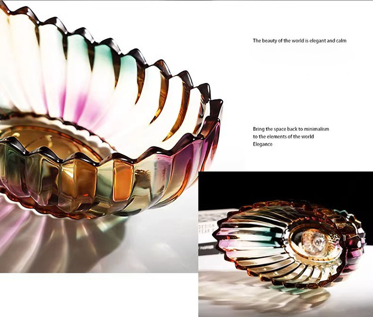 Đĩa trái cây thủy tinh dáng thuyền phối màu nghệ thuật HL5742 | Flexdecor VN | 19