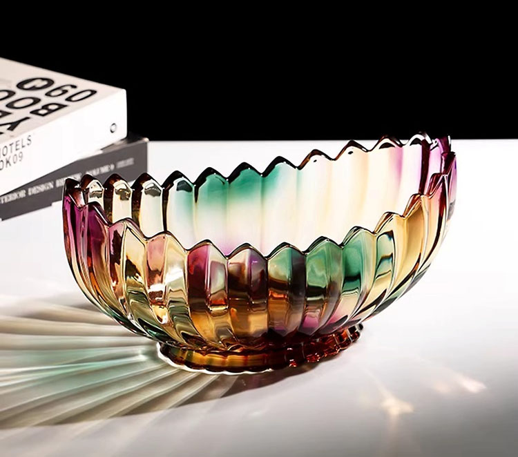 Đĩa trái cây thủy tinh dáng thuyền phối màu nghệ thuật HL5742 | Flexdecor VN | 5