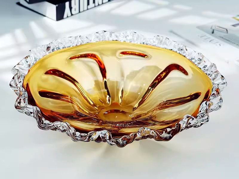 Đĩa trái cây thủy tinh viền sóng hoàng kim HL5996 | Flexdecor VN | 7