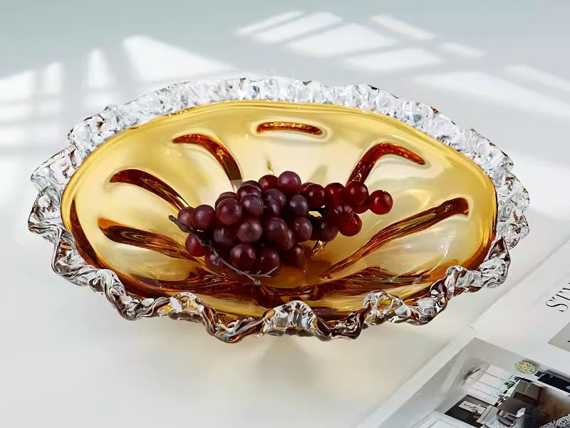 Đĩa trái cây thủy tinh viền sóng hoàng kim HL5996 | Flexdecor VN | 21