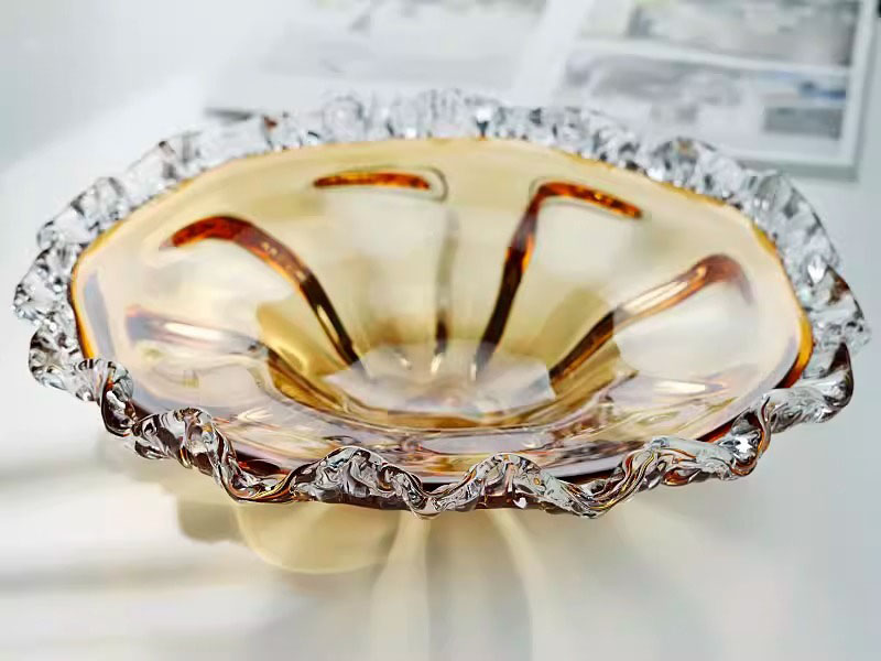 Đĩa trái cây thủy tinh viền sóng hoàng kim HL5996 | Flexdecor VN | 15